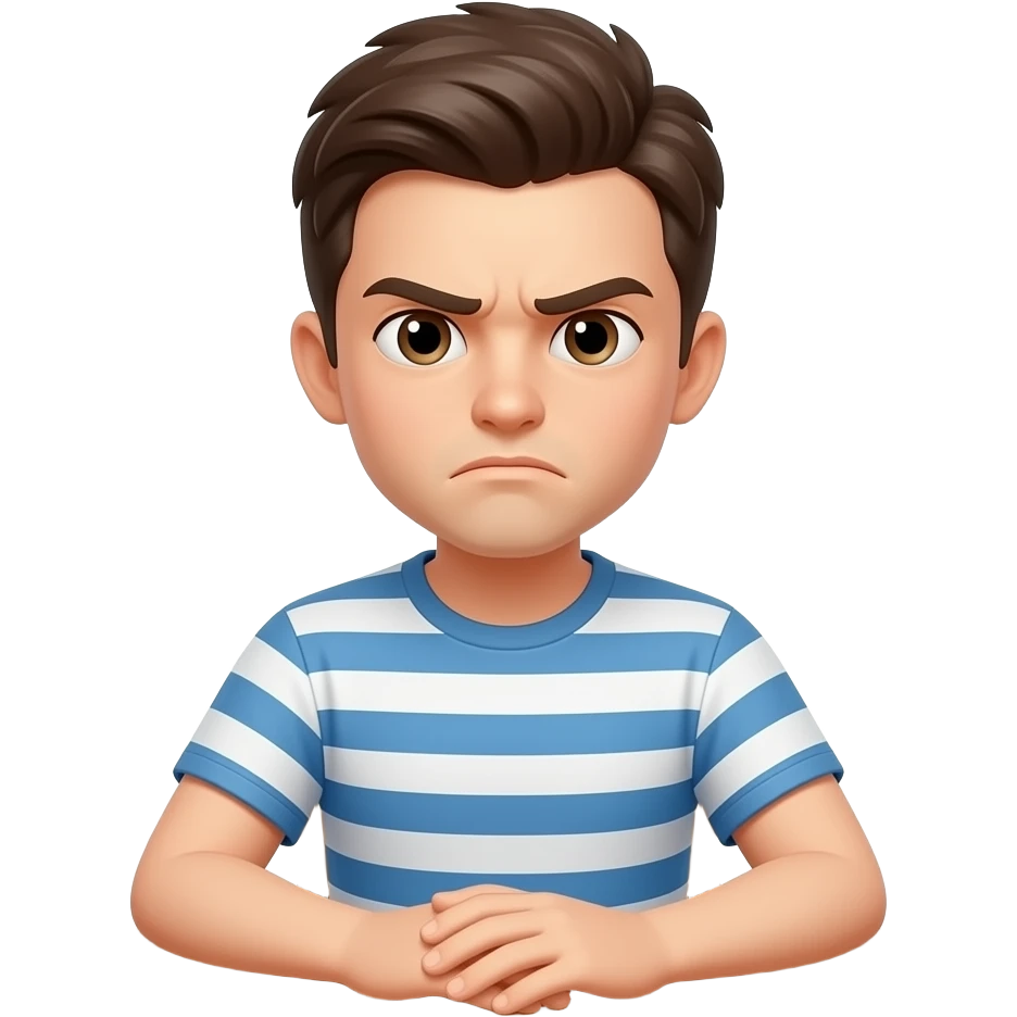 annyoyed young person sitting on a table emoji