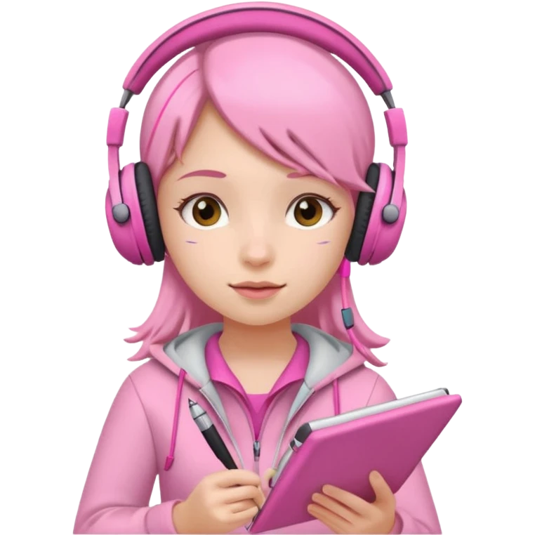 girl taking notes in pink thones emoji