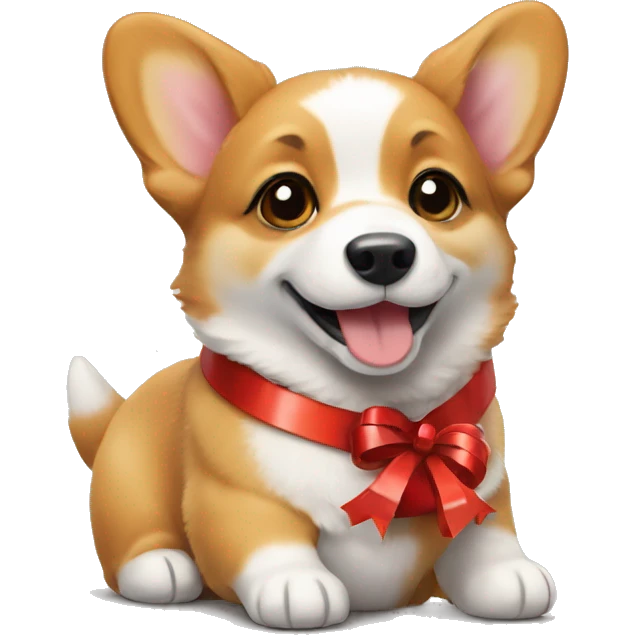 Corgi puppy with gift emoji