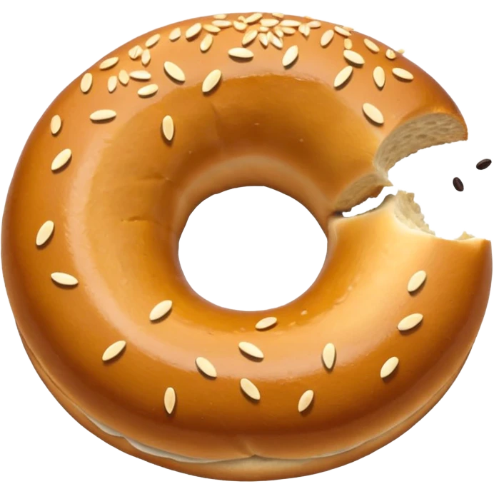top-view toasted bagel, clear center hole, glossy emoji