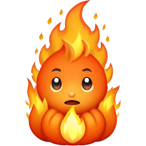 cute, sad, fire character  emoji