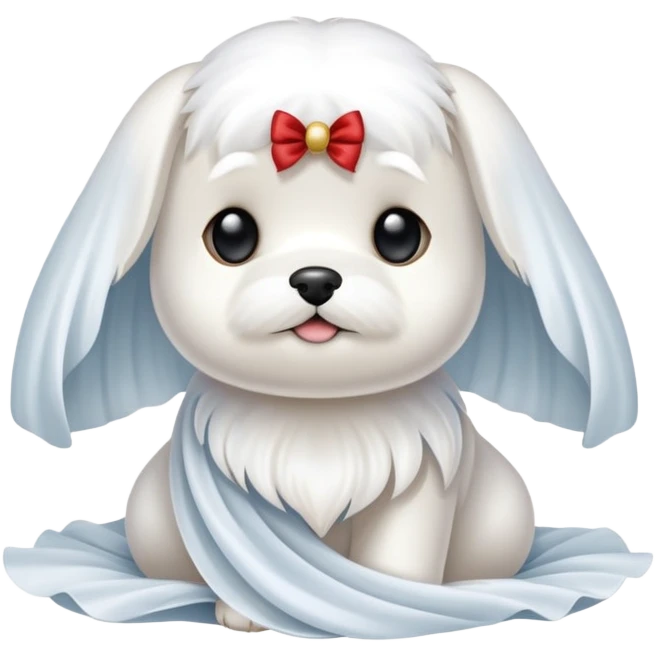 White Maltese silk emoji