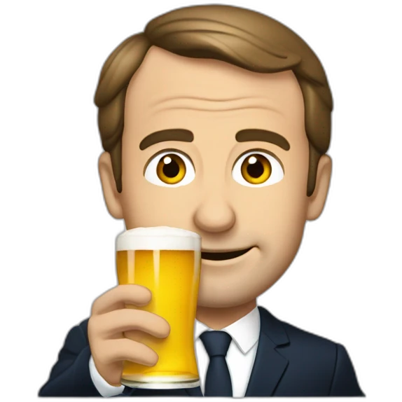 Macron qui boit une bière  emoji