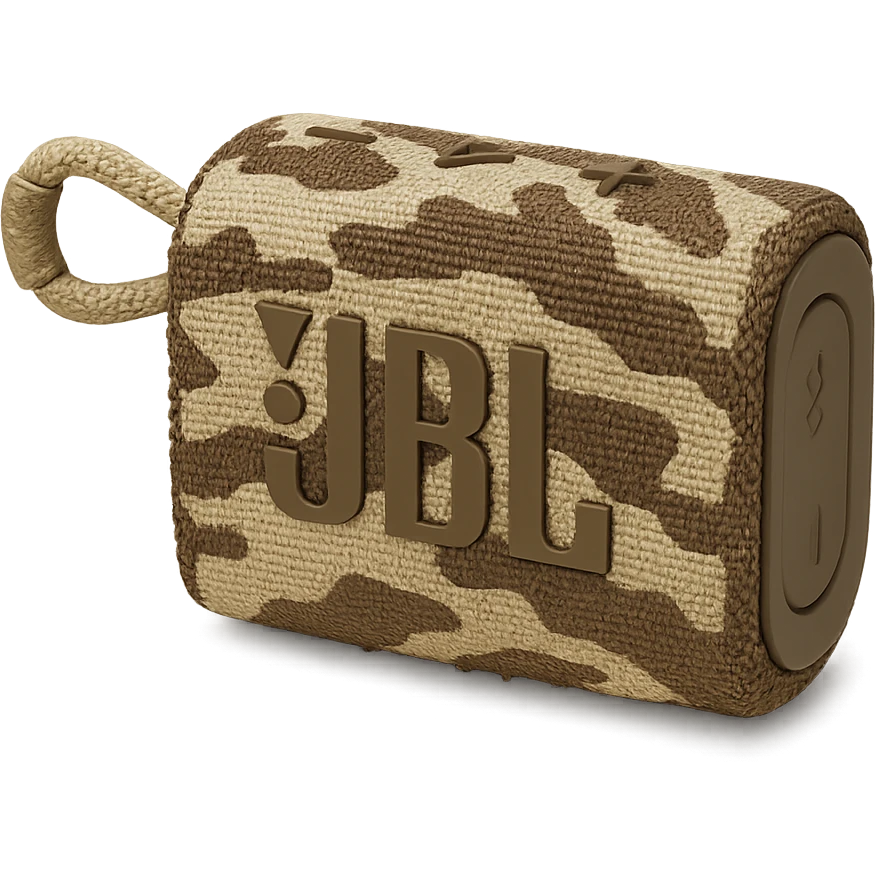 military-themed portable JBL speaker with desert sand and brown colors emoji