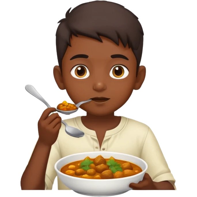 Indian boy eating curry emoji