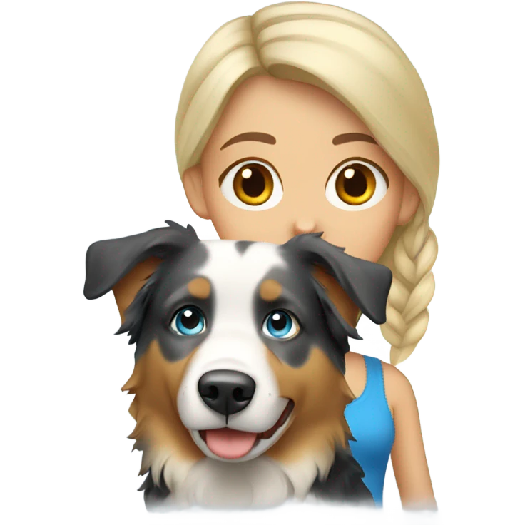 blond girl with australian shepherd blue dog emoji