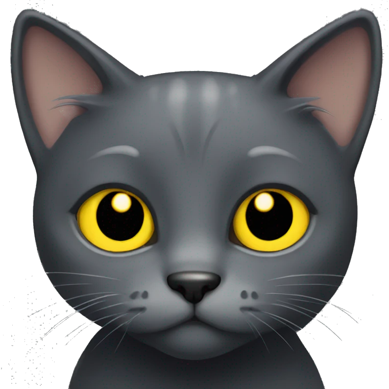 cute dark grey cat with yellow eyes  emoji