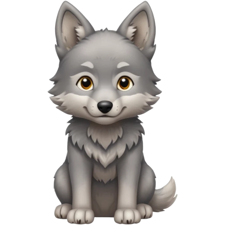 Wolf pup with soft fur and alert ears, half body, standing emoji