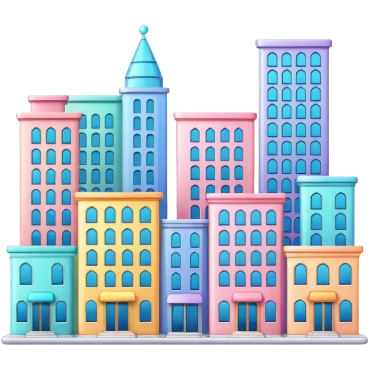  colorful shiny glossy pastel buildings scenery scene   emoji