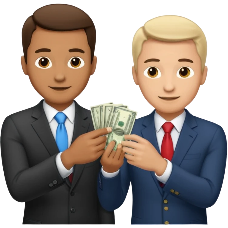 money exchanging between two men (one is a business man and one is a politician) emoji