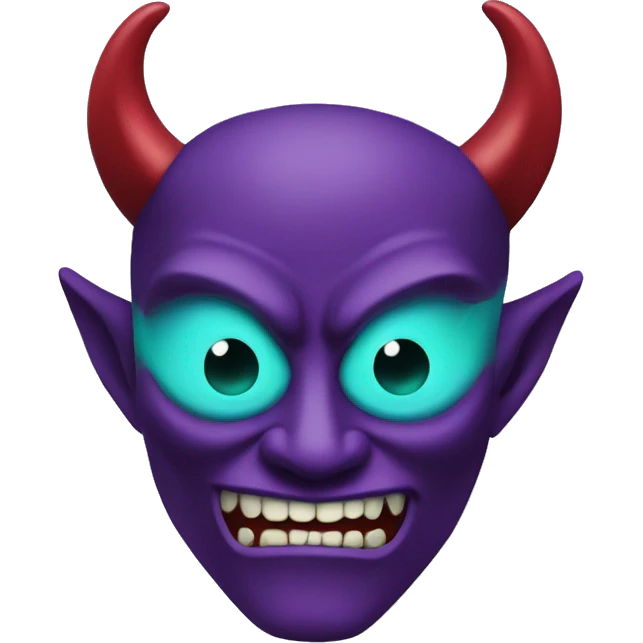 Face: Purple
Demon Mask: Maroon
Horns: Blue
Mouth: Red
Demon Eyes: Cyan
Regular Eyes: Green emoji