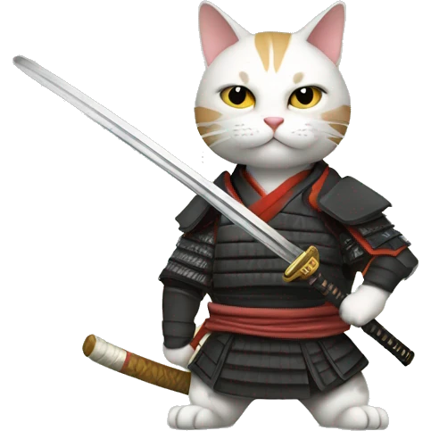 samurai swordsman cat emoji