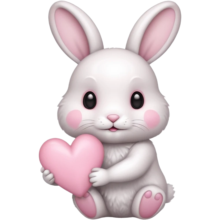 White bunny holding a light pink heart emoji