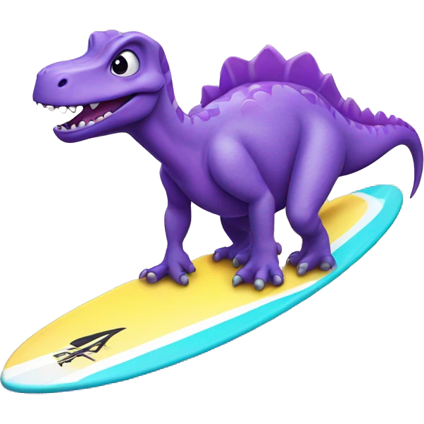 Purple dinosaur on a surfboard  emoji