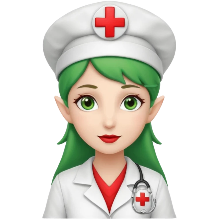 elf nurse with nurse red cross hat emoji