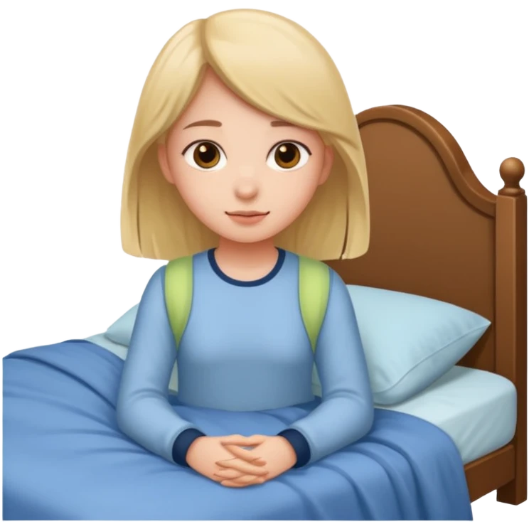Jeune fille ado assise sur  un lit emoji