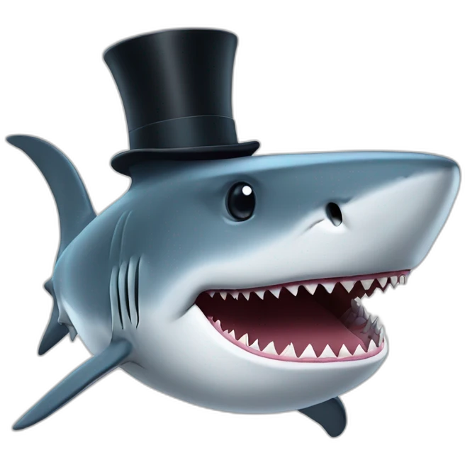 Shark with a top hat emoji