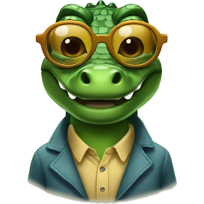 Crocodile with glasses emoji