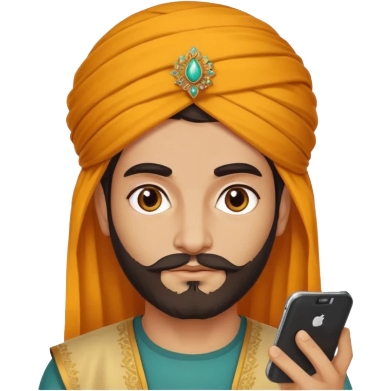 persian with saffron on head and smartphone emoji