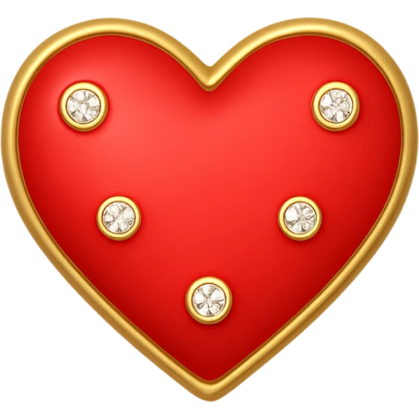 Make the single heart red, pastel red enamel, sparkling gems, subtle gradient, soft glowing effect, tiny size, with no background, general style. emoji