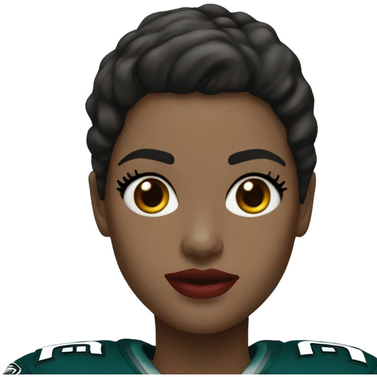  White female dark hair red lips wearing Philadelphia Eagles jersey emoji