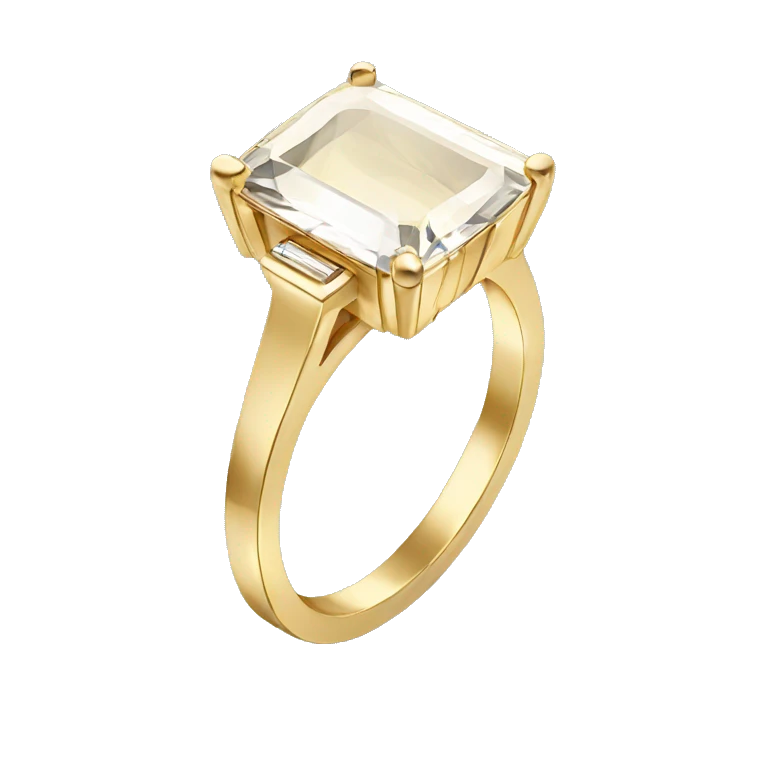 Gold engagement ring with rectangular stone  emoji
