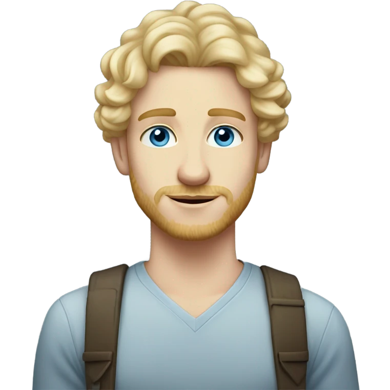 full body light curl blonde 30yo man blue eyed pale skin emoji