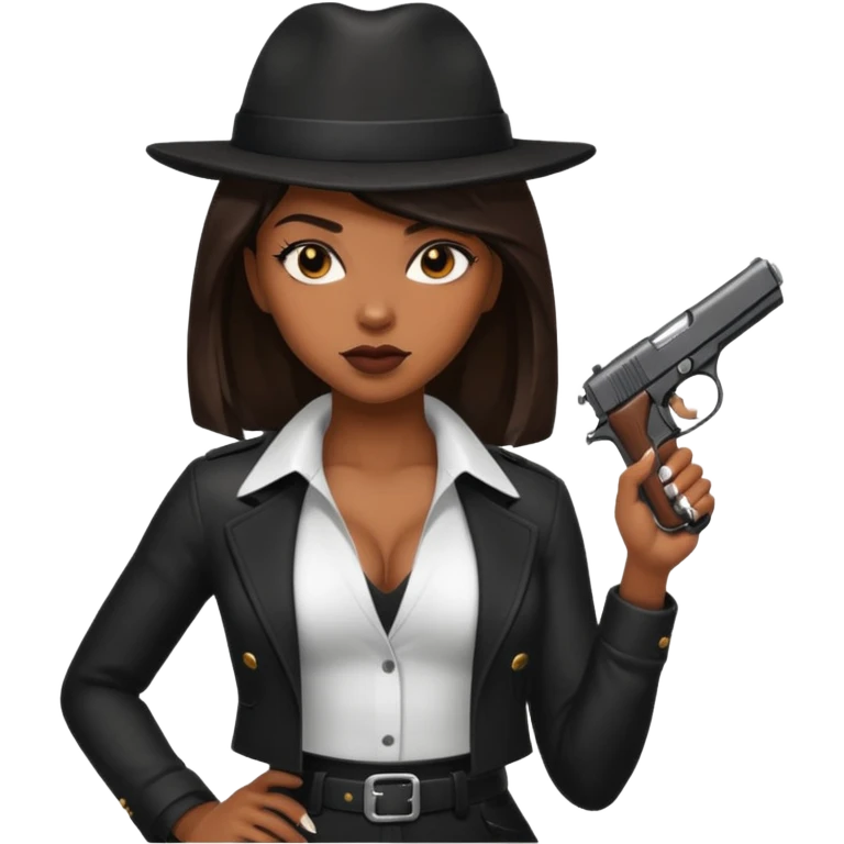 A sexy black female gangster with a gun emoji