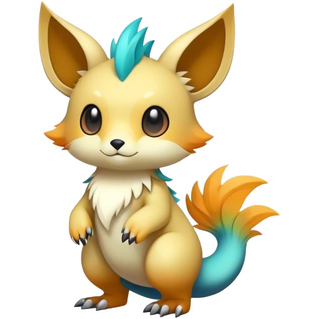 Cute cool colorful fantasy animal hybrid Fakemon full body emoji