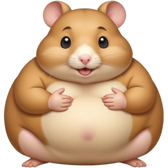 fat hamster holding pregnant belly smiling awkwardly emoji