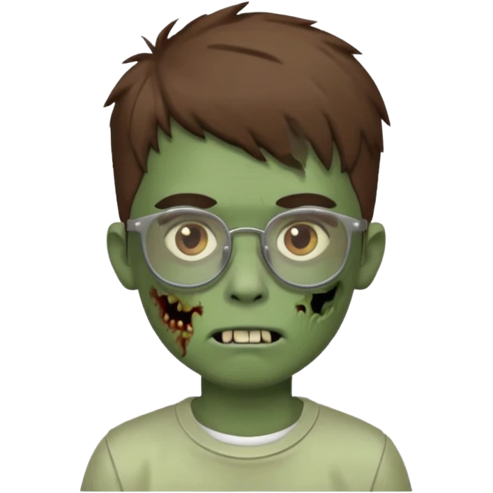 boy zombie with a brown wolfcut haircut and glasses emoji