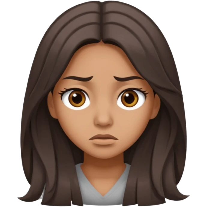 Eyes rolling Tammy with long dark brown hair. She is rolling her brown eyes because she is annoyed. Add gray hair, but not fully emoji