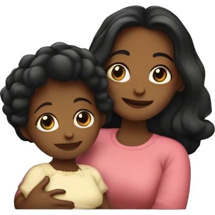 Uma mãe negra com um bebê de pele clara no colo   emoji