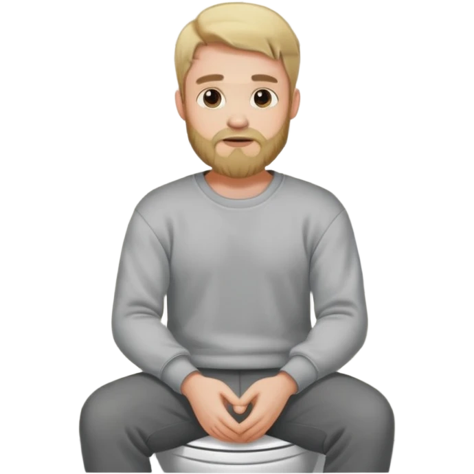 A blonde bearded man wearing a sweatshirt while sitting on a toilet emoji