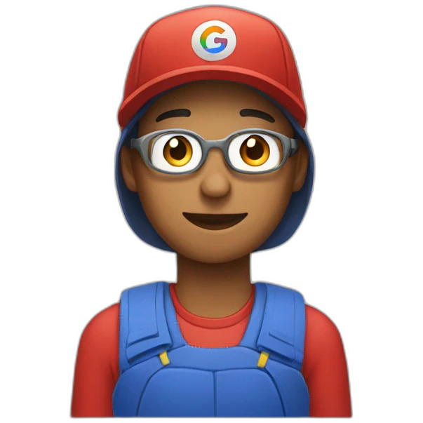 person with cap with google logo emoji