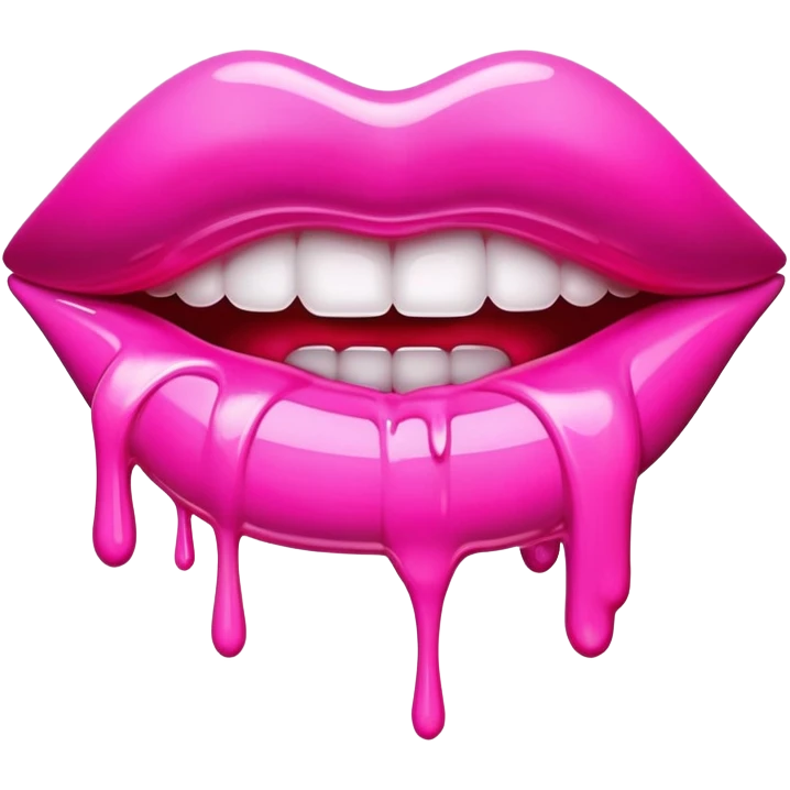  lip sculpture dripping pink paint emoji