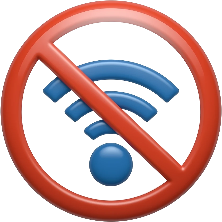 Big F Letter with no-wifi signal in the background emoji