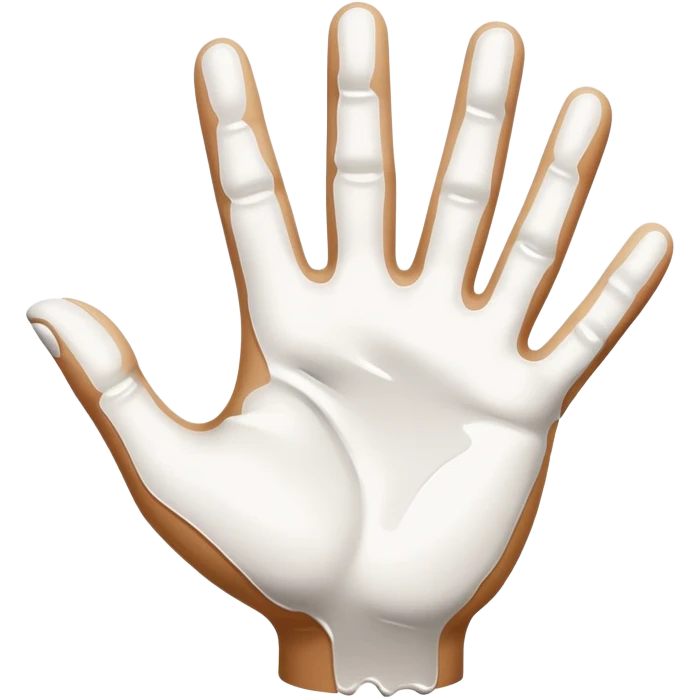 Hand with white stuff on it emoji