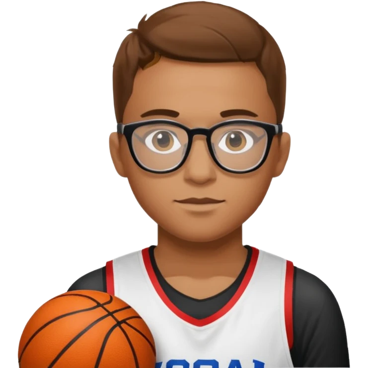 athlete with eyeglass with basketball shirt emoji