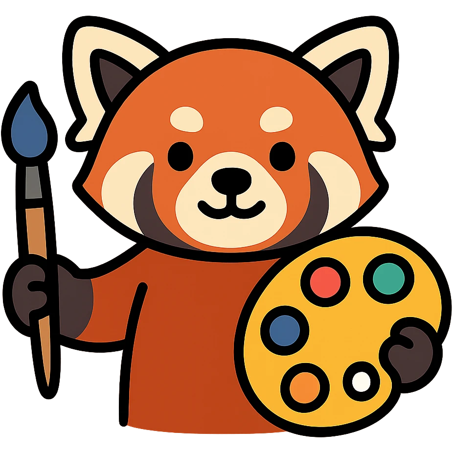 red panda with brush and pallet emoji