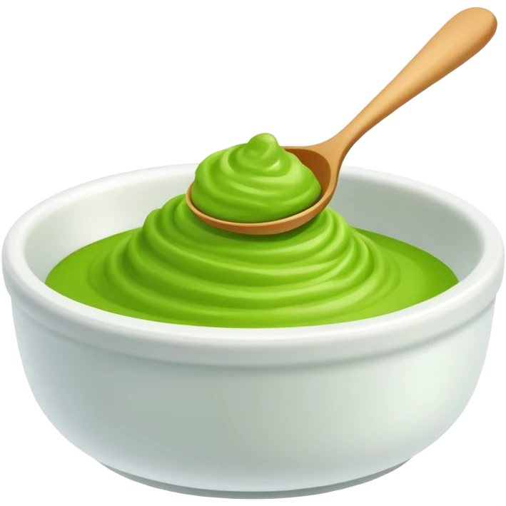 ground wasabi paste in a small dish, bright green color emoji