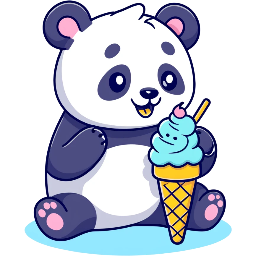 Panda eating ice cream emoji