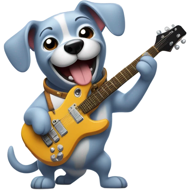 Dog shredding on a guitar emoji