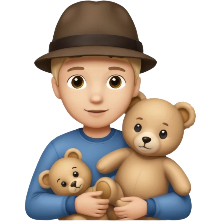 hat boy with bear  emoji