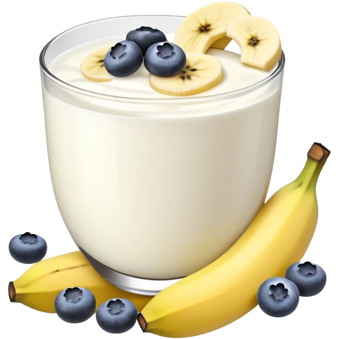 Yogurt with sliced banana and blueberries emoji