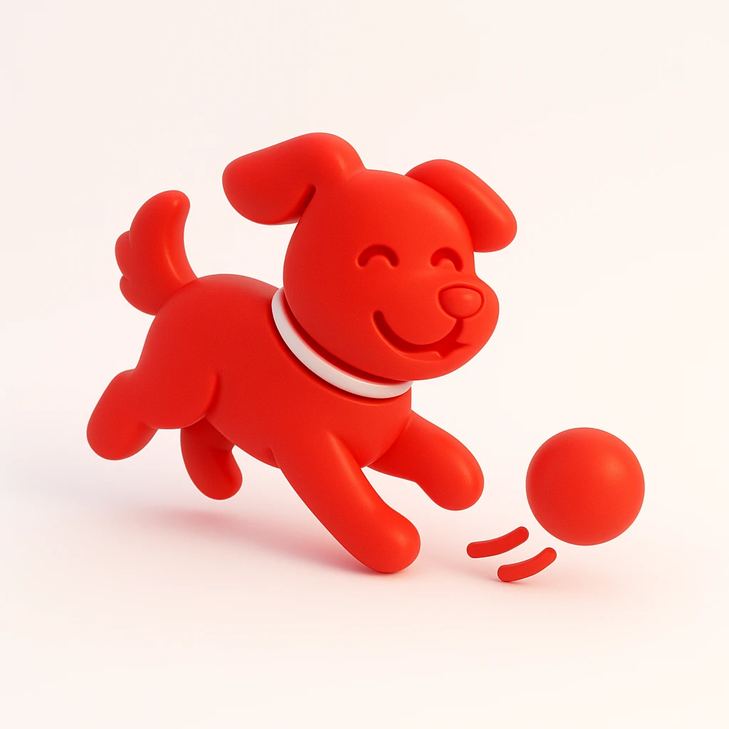 happy dog running after ball emoji