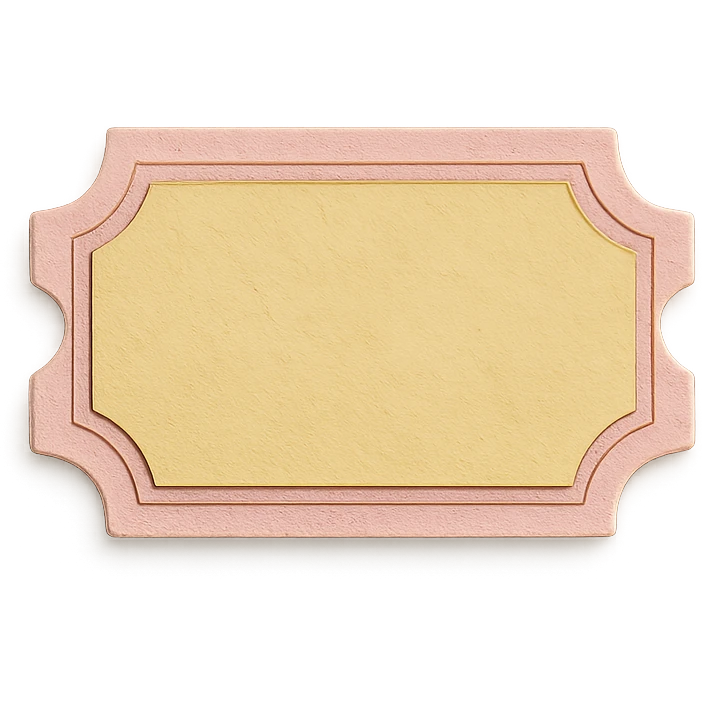 soft pastel vintage ticket shape sticker for journaling with a pastel yellow background emoji