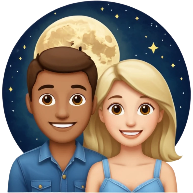 couple talking with moon in the background emoji