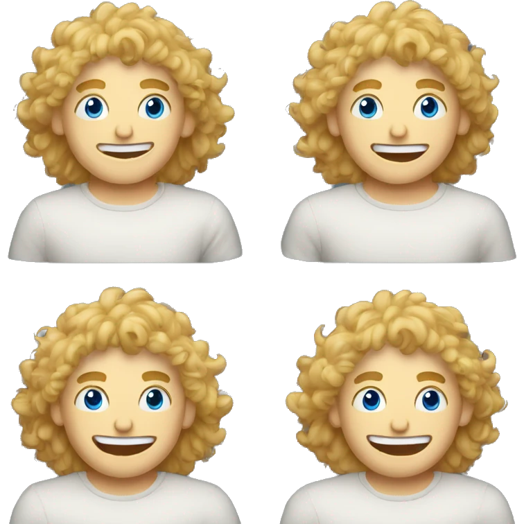 A TOK emoji of a blonde man with messy, curly bangs and short hair on the sides, smiling and without glasses, with blue eyes, without a mustache Making a gossiping gesture with his hand emoji