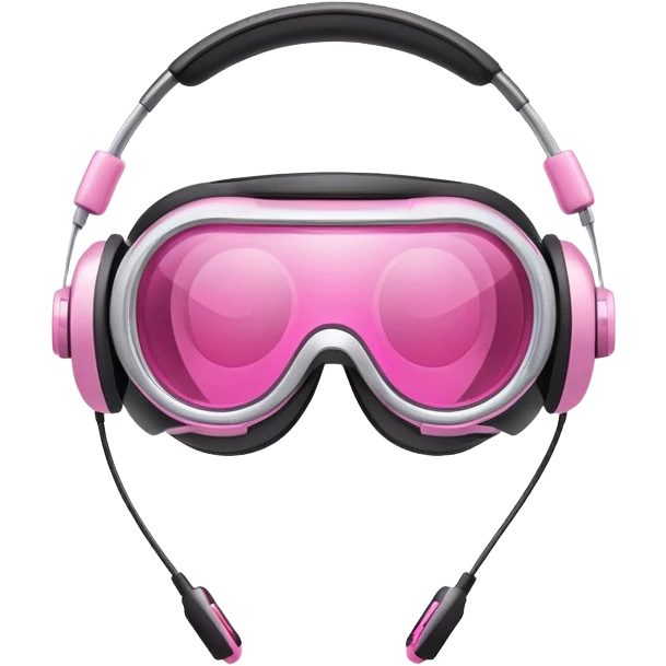 protective glasses with pink lenses and built-in headphones, tech safety gear emoji